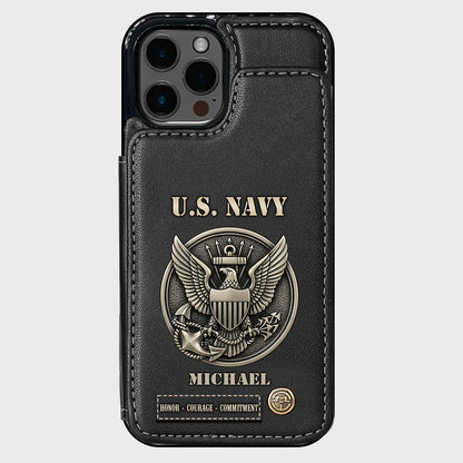 Honor, Courage, Commitment - Personalized Veteran Wallet Phone Case