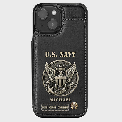 Honor, Courage, Commitment - Personalized Veteran Wallet Phone Case