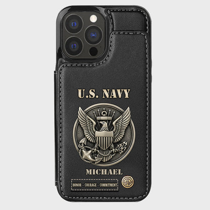 Honor, Courage, Commitment - Personalized Veteran Wallet Phone Case