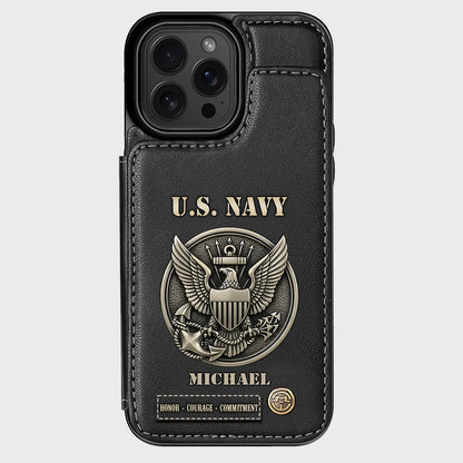 Honor, Courage, Commitment - Personalized Veteran Wallet Phone Case