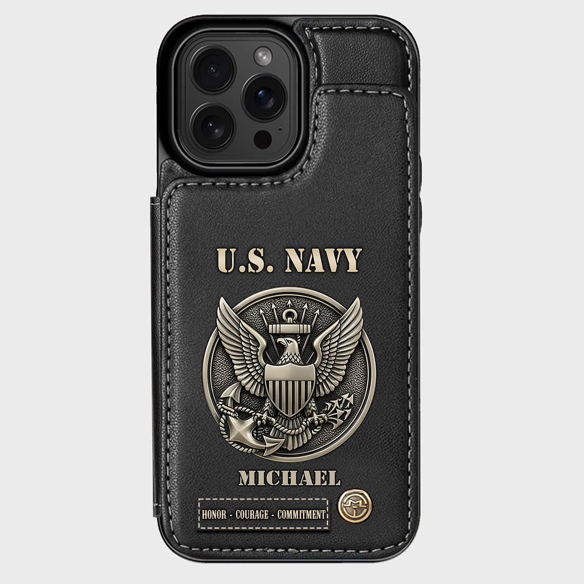 Honor, Courage, Commitment - Personalized Veteran Wallet Phone Case