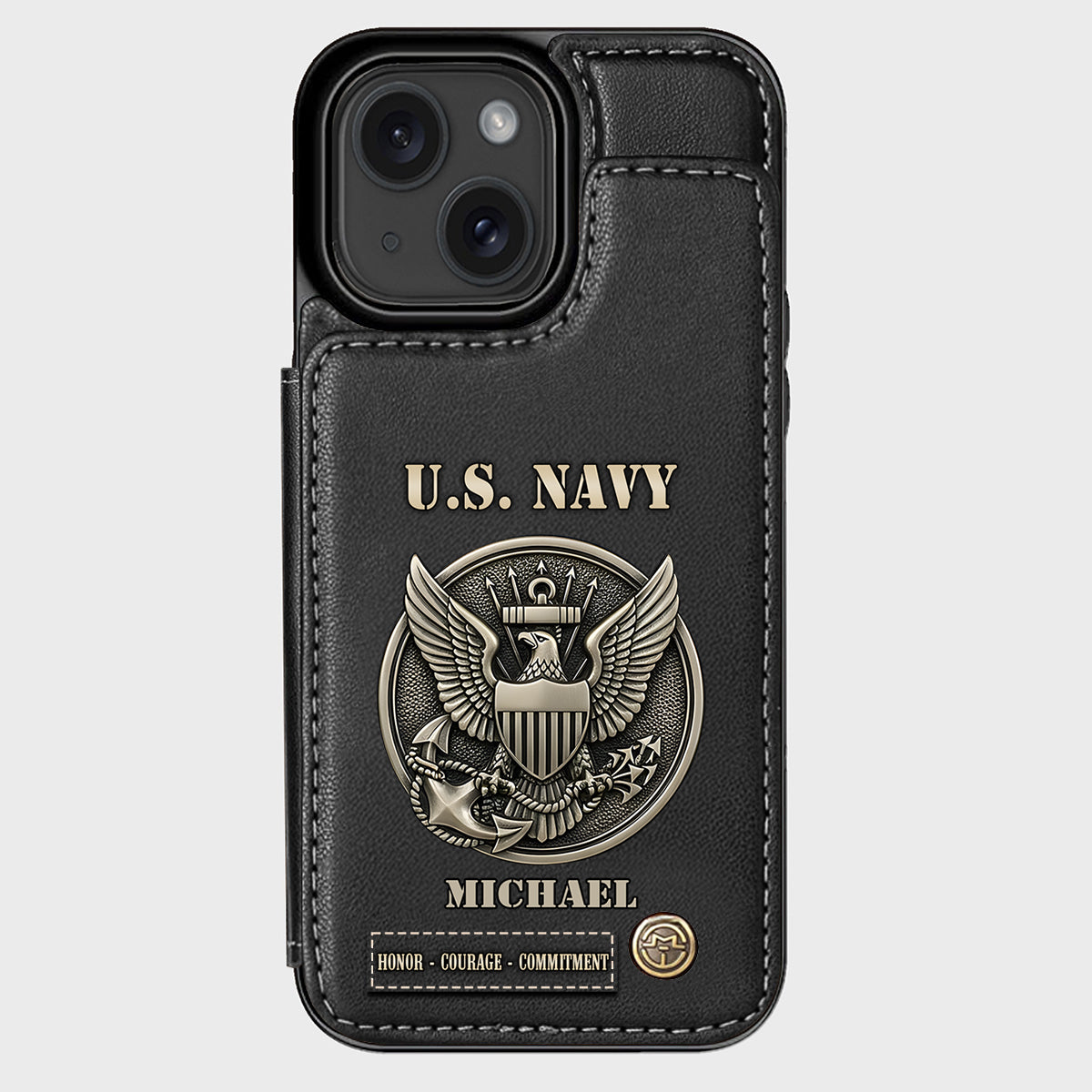 Honor, Courage, Commitment - Personalized Veteran Wallet Phone Case
