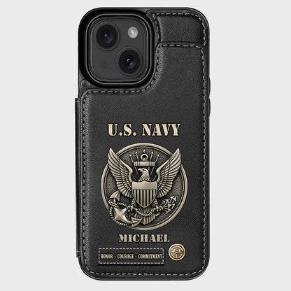 Honor, Courage, Commitment - Personalized Veteran Wallet Phone Case