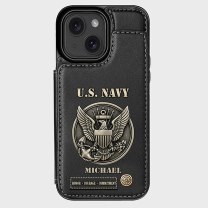 Honor, Courage, Commitment - Personalized Veteran Wallet Phone Case