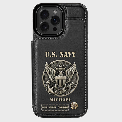 Honor, Courage, Commitment - Personalized Veteran Wallet Phone Case