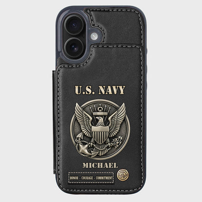 Honor, Courage, Commitment - Personalized Veteran Wallet Phone Case
