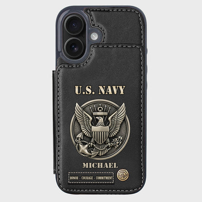 Honor, Courage, Commitment - Personalized Veteran Wallet Phone Case