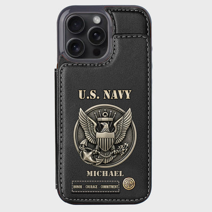 Honor, Courage, Commitment - Personalized Veteran Wallet Phone Case