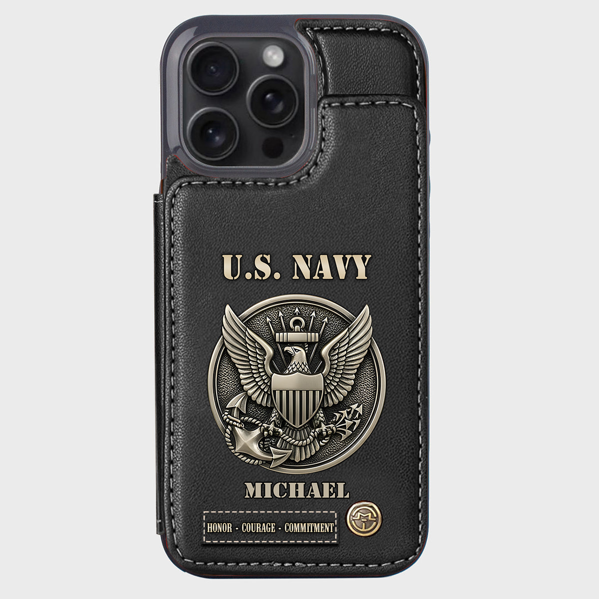 Honor, Courage, Commitment - Personalized Veteran Wallet Phone Case