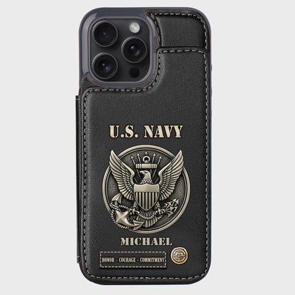 Honor, Courage, Commitment - Personalized Veteran Wallet Phone Case