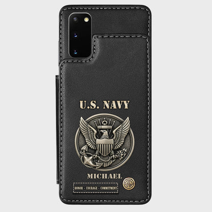 Honor, Courage, Commitment - Personalized Veteran Wallet Phone Case