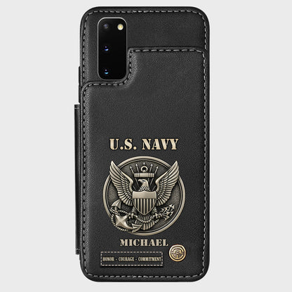 Honor, Courage, Commitment - Personalized Veteran Wallet Phone Case