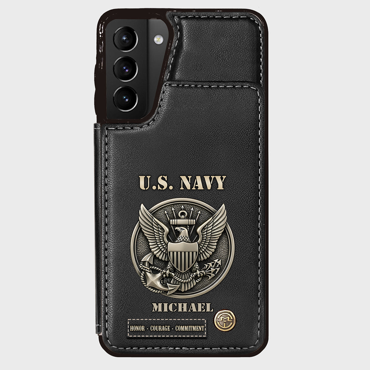 Honor, Courage, Commitment - Personalized Veteran Wallet Phone Case