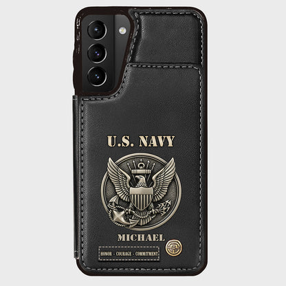 Honor, Courage, Commitment - Personalized Veteran Wallet Phone Case