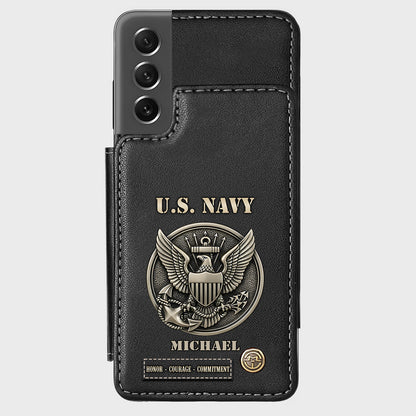 Honor, Courage, Commitment - Personalized Veteran Wallet Phone Case