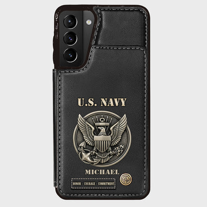 Honor, Courage, Commitment - Personalized Veteran Wallet Phone Case