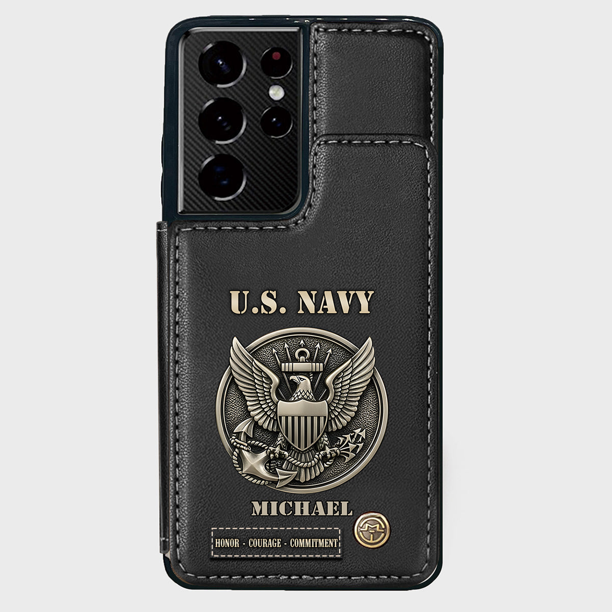 Honor, Courage, Commitment - Personalized Veteran Wallet Phone Case