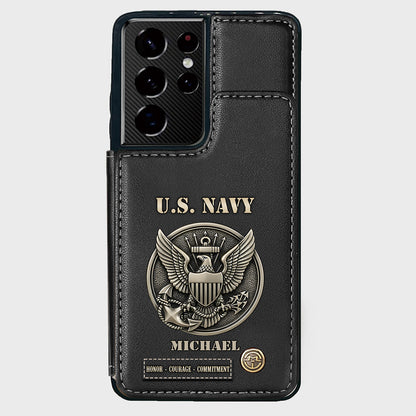 Honor, Courage, Commitment - Personalized Veteran Wallet Phone Case
