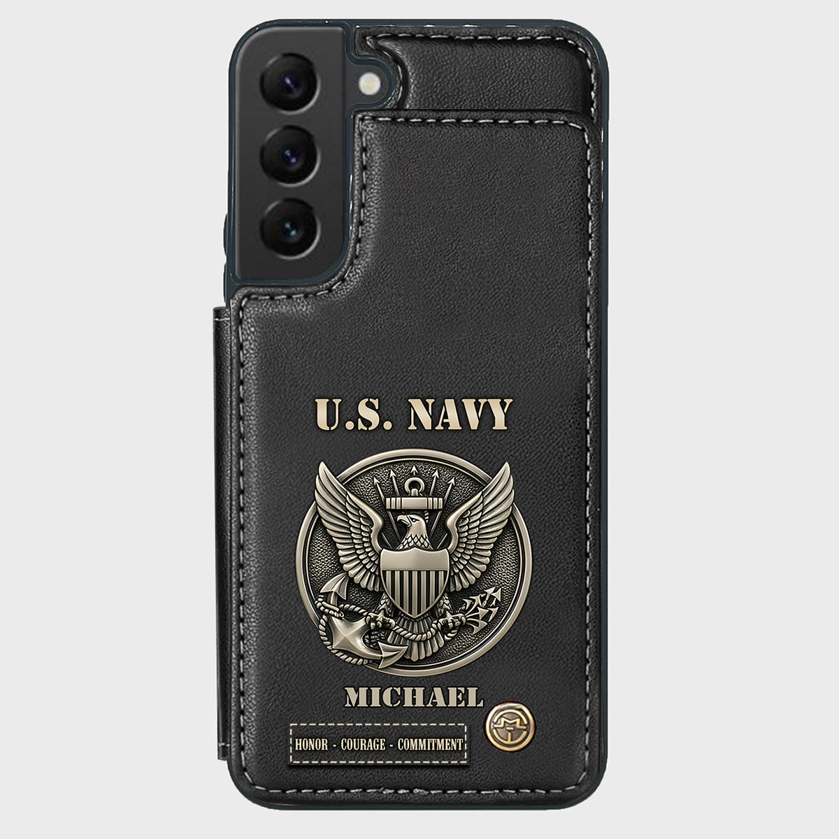 Honor, Courage, Commitment - Personalized Veteran Wallet Phone Case