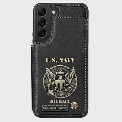 Honor, Courage, Commitment - Personalized Veteran Wallet Phone Case
