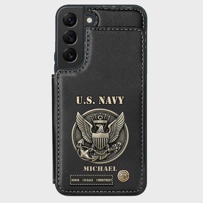 Honor, Courage, Commitment - Personalized Veteran Wallet Phone Case