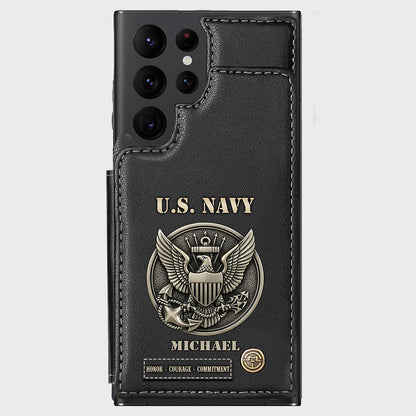 Honor, Courage, Commitment - Personalized Veteran Wallet Phone Case