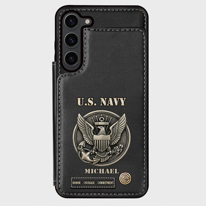 Honor, Courage, Commitment - Personalized Veteran Wallet Phone Case