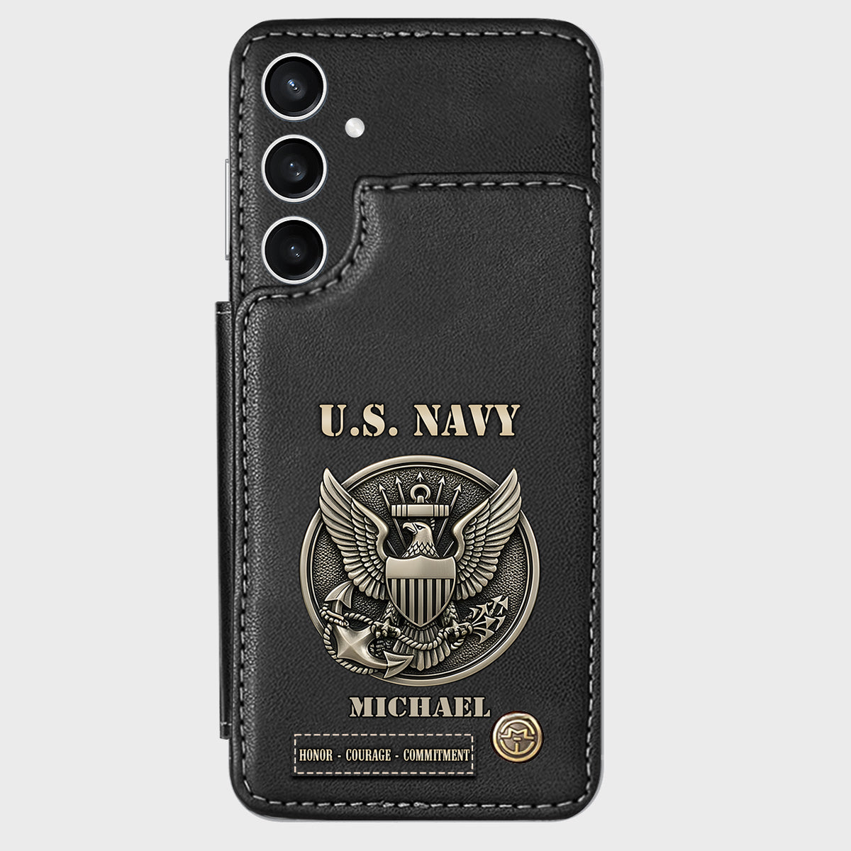 Honor, Courage, Commitment - Personalized Veteran Wallet Phone Case