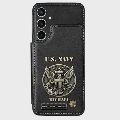 Honor, Courage, Commitment - Personalized Veteran Wallet Phone Case