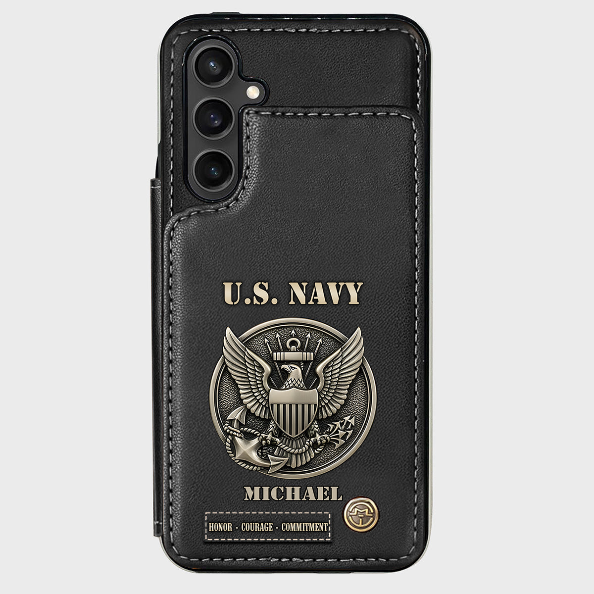 Honor, Courage, Commitment - Personalized Veteran Wallet Phone Case