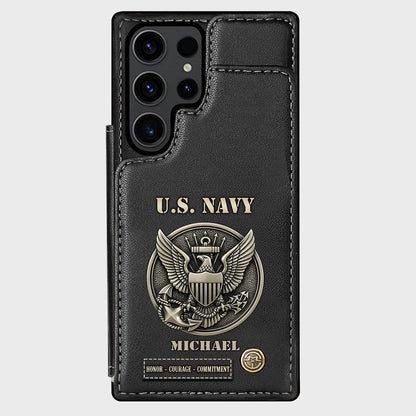 Honor, Courage, Commitment - Personalized Veteran Wallet Phone Case
