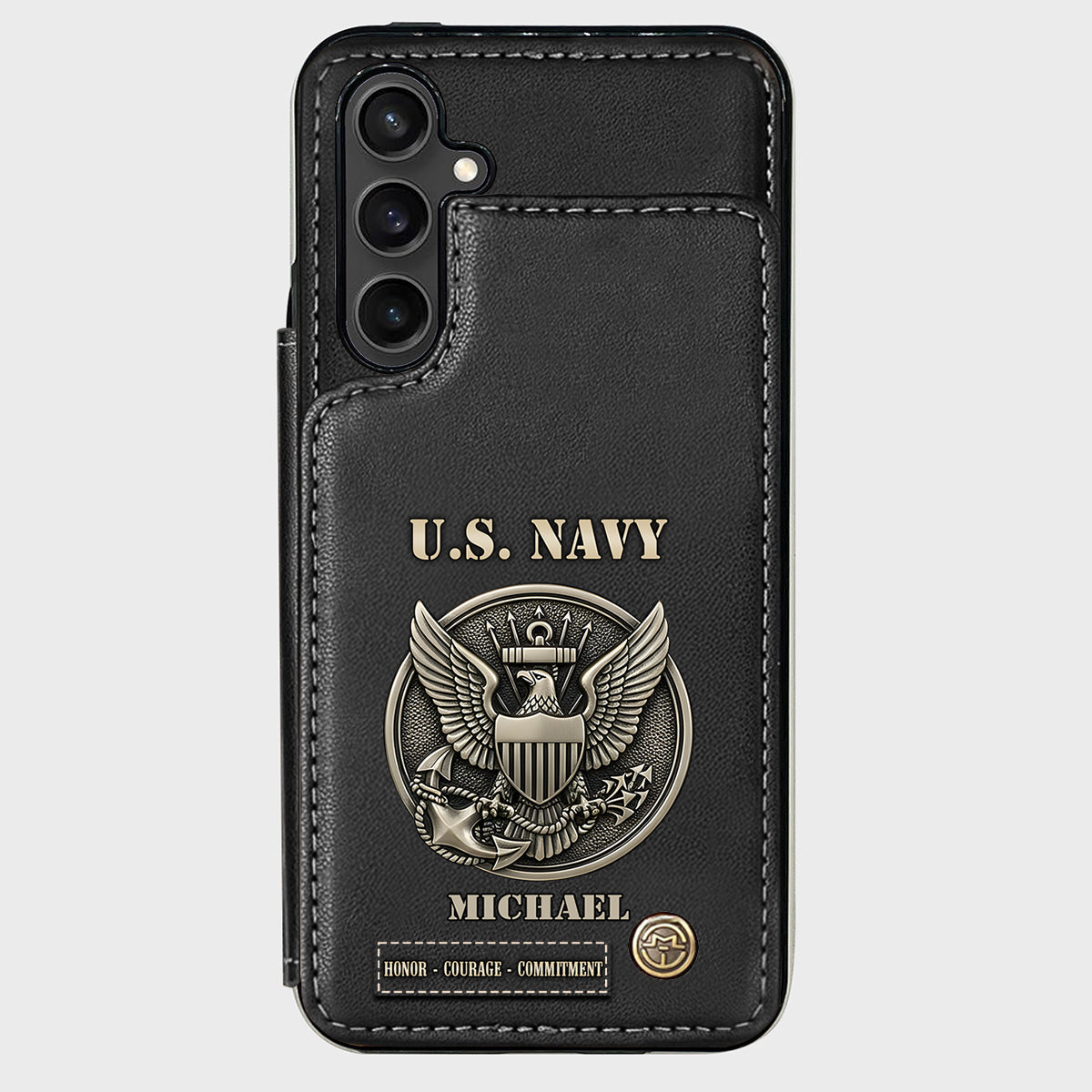 Honor, Courage, Commitment - Personalized Veteran Wallet Phone Case