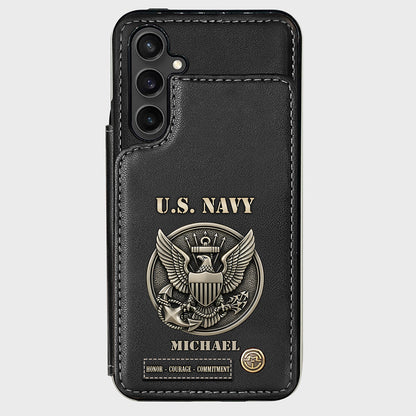 Honor, Courage, Commitment - Personalized Veteran Wallet Phone Case