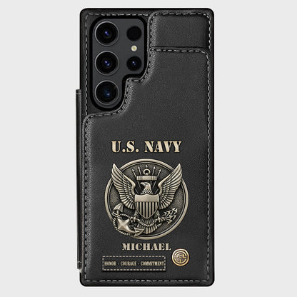 Honor, Courage, Commitment - Personalized Veteran Wallet Phone Case