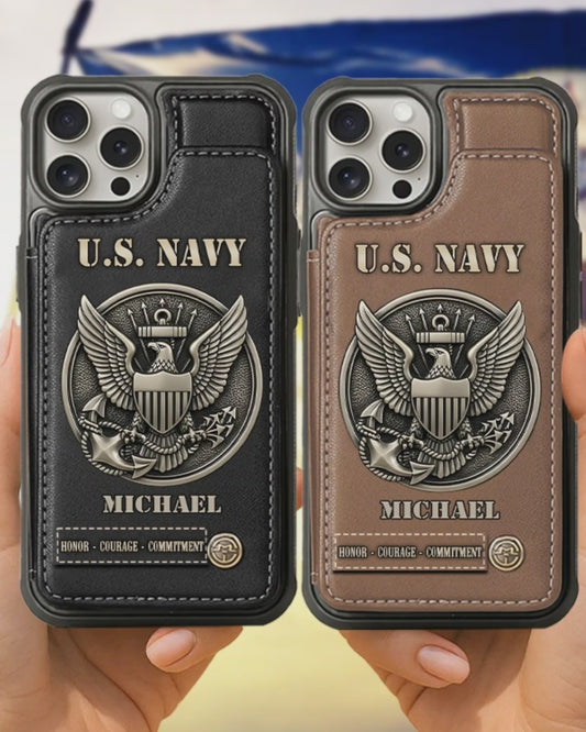 Honor, Courage, Commitment - Personalized Veteran Wallet Phone Case
