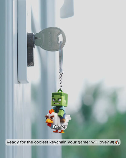 Chicken Jockey! - Personalized Block World Keychain