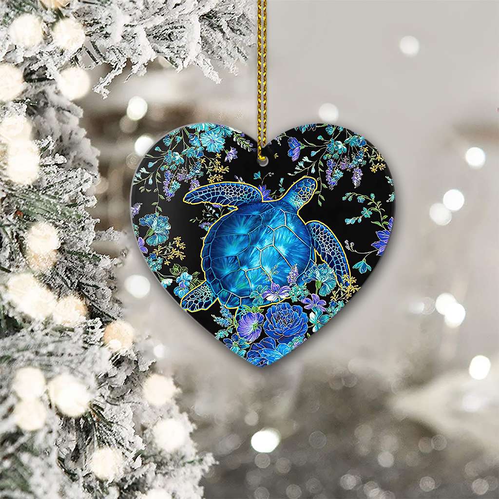 Turtle Have A Nice Love With Ocean Turtle - Heart Aluminium Ornament (Printed On Both Sides) 1122