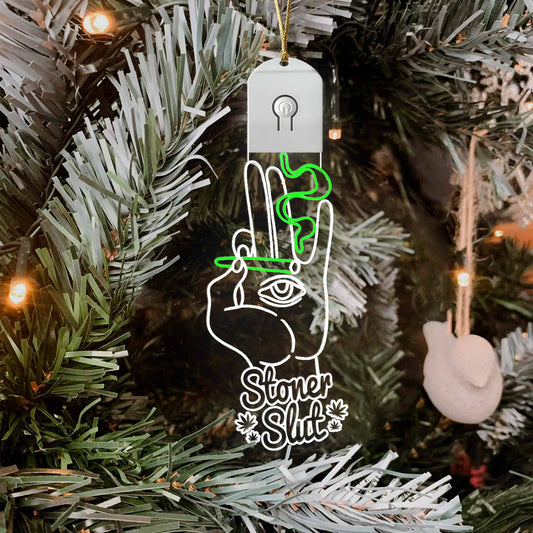 Get High Hot Pink - Christmas Weed Shaped Led Acrylic Ornament