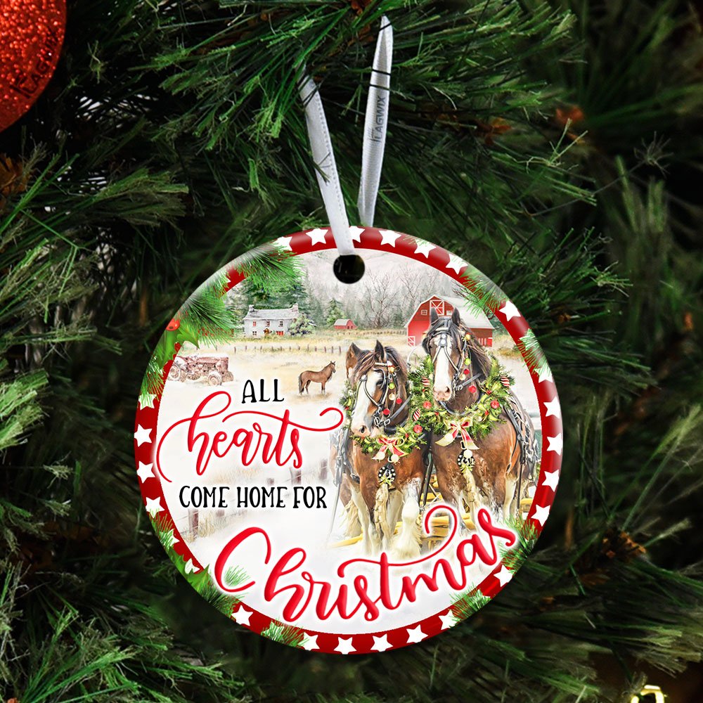 Horse All Hearts Come Home For Christmas - Horse Ornament (Printed On Both Sides) 1122