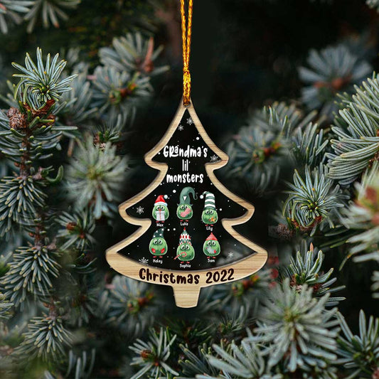 Grandma's Little Monsters - Personalized Christmas Grandma Layers Mix Ornament