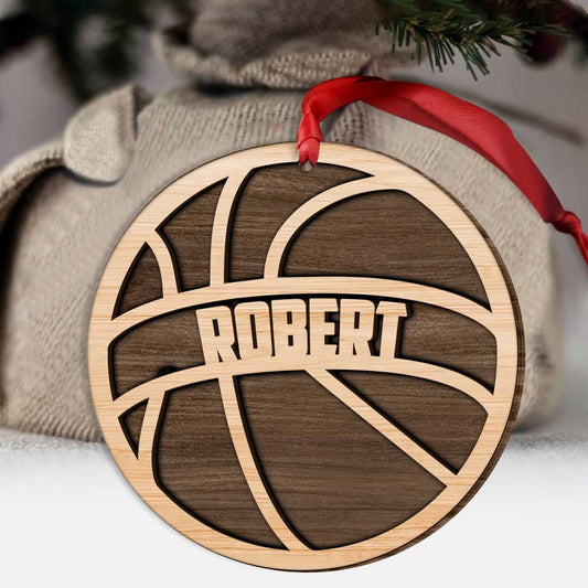 Basketball Lovers - Personalized Christmas Basketball Layered Wood Ornament