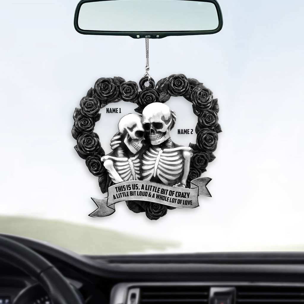 This Is Us - Personalized Couple Skull Transparent Car Ornament