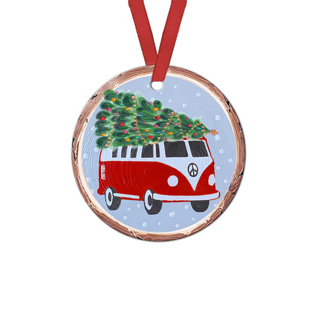 Hippie Van In Christmas - Hippie Ornament (Printed On Both Sides) 1122
