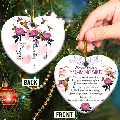 Hummingbird Advice Faith Hope Love Christian - Heart Aluminium Ornament (Printed On Both Sides) 1122