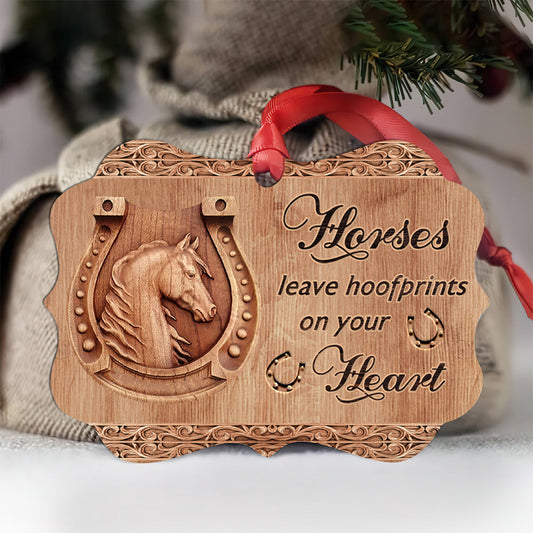 Horses Leave Hoofprints On Your Heart - Horse Ornament (Printed On Both Sides) 1022