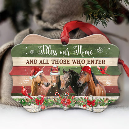 Horses Bless Our Home - Horse Ornament (Printed On Both Sides) 1022