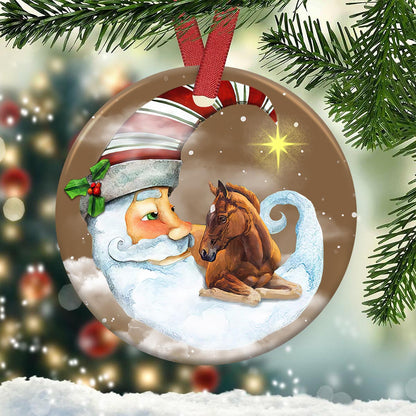 Horse Santa Moon Christmas - Horse Ornament (Printed On Both Sides) 1022