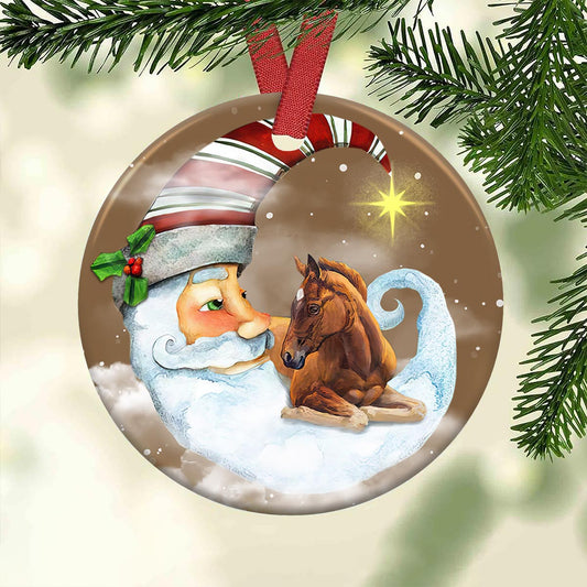 Horse Santa Moon Christmas - Horse Ornament (Printed On Both Sides) 1022