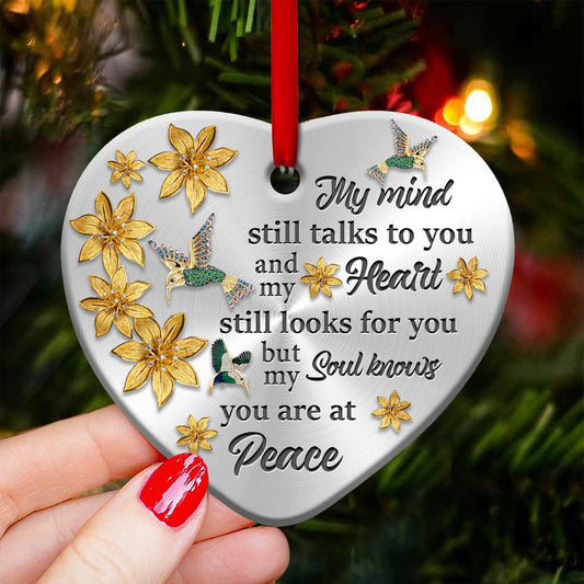 Hummingbird Memorial My Mind My Heart My Soul Memorial - Heart Aluminium Ornament (Printed On Both Sides) 1122