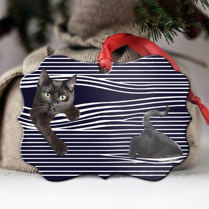 Black Cat Hiding - Cat Ornament (Printed On Both Sides) 1022